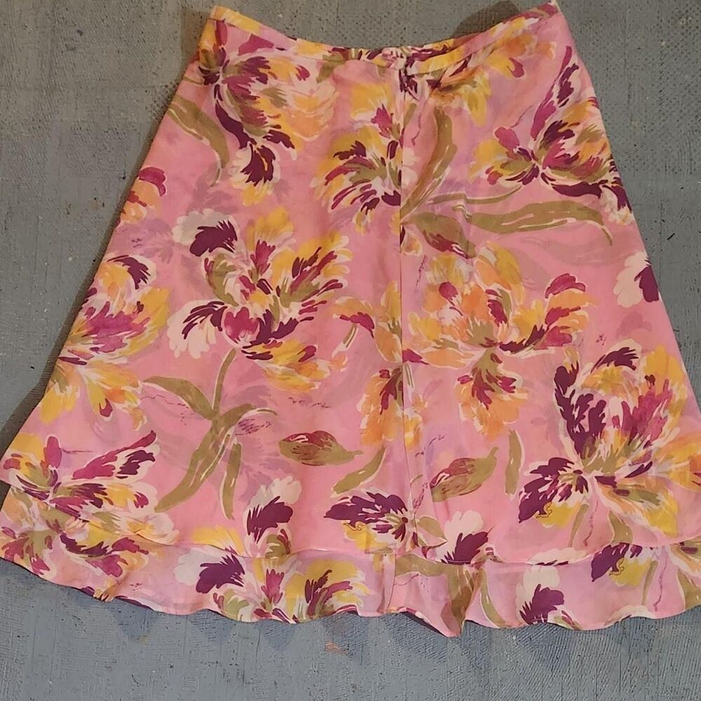 Vintage Floral Layered Midi Skirt, size 12 boho casual cottagecore fairycore - Picture 6 of 8